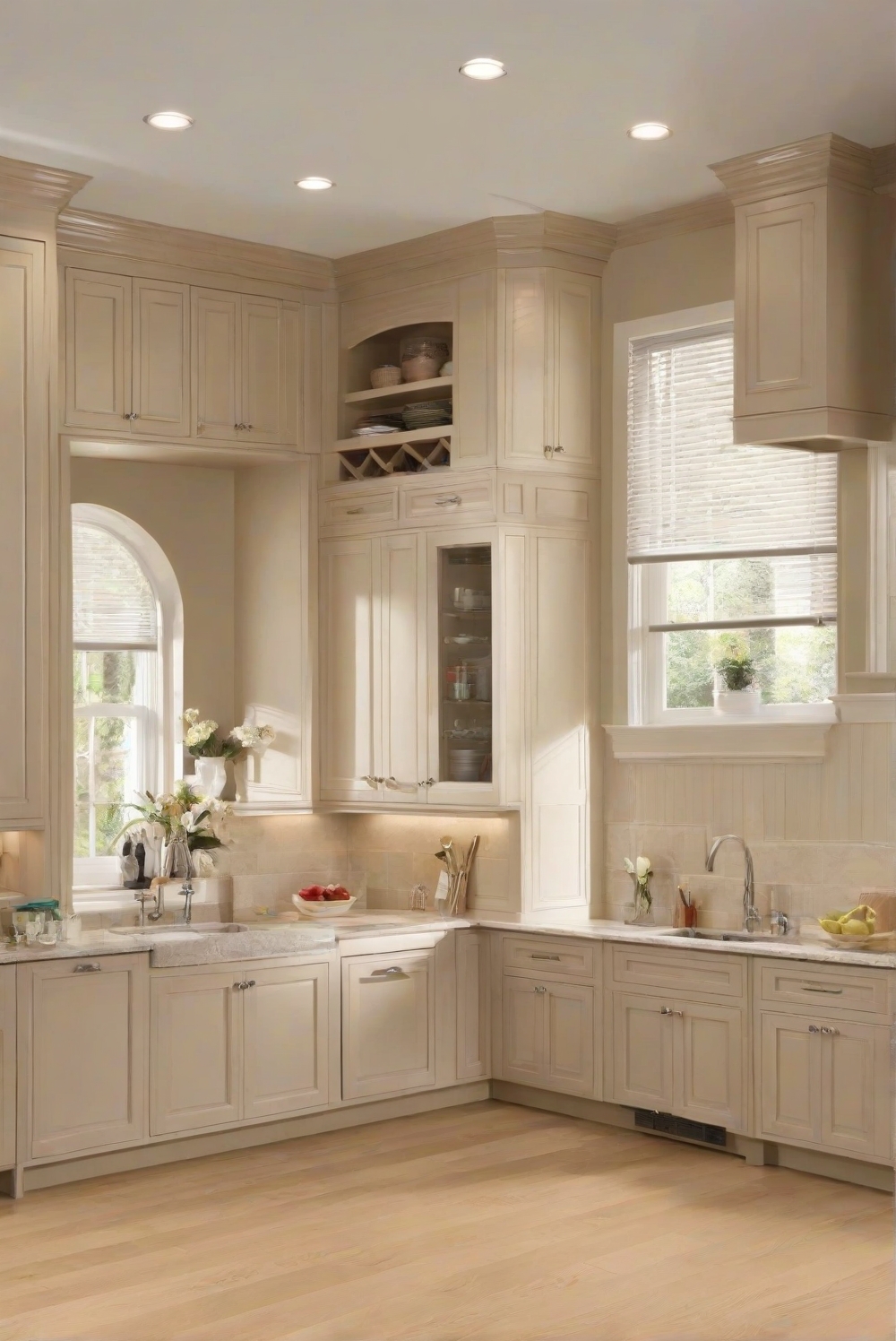 What color oak floor harmonizes with SW Accessible Beige kitchen ...