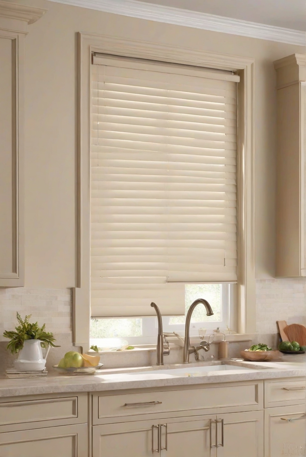 What color window blinds work well with SW Accessible Beige kitchen ...