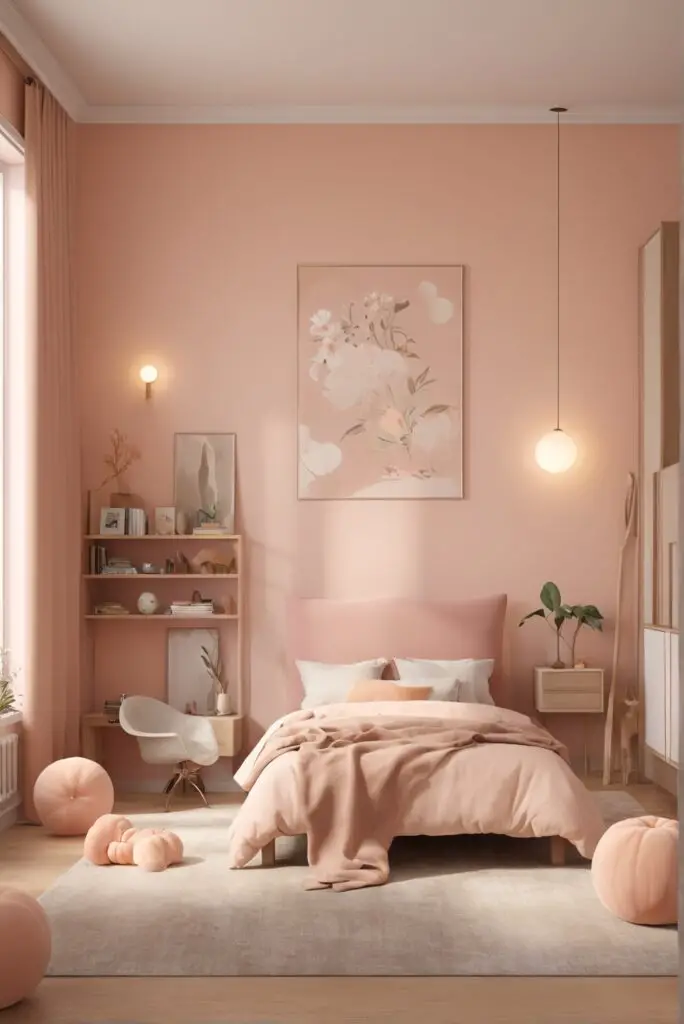 Dreamy Nights: Naive Peach Paint Setting the Mood in Your 2024 Bedroom
