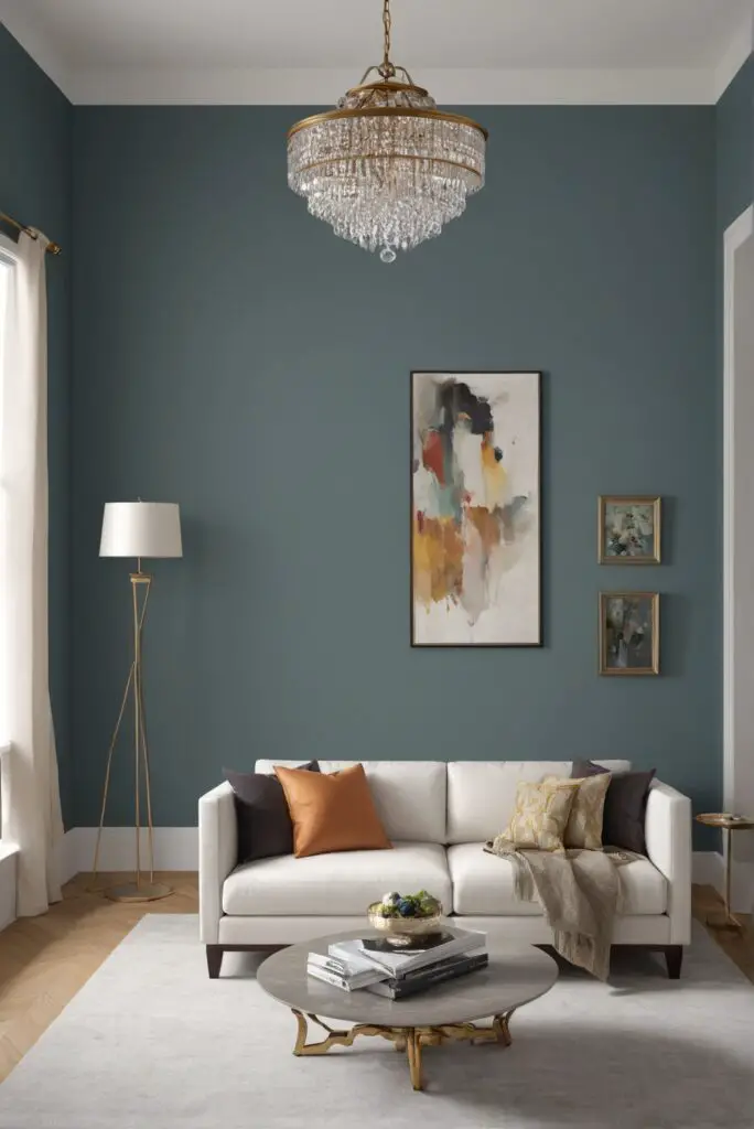 Living in Blue Harmony: Embellished Blue paint Living Room Magic in 2024