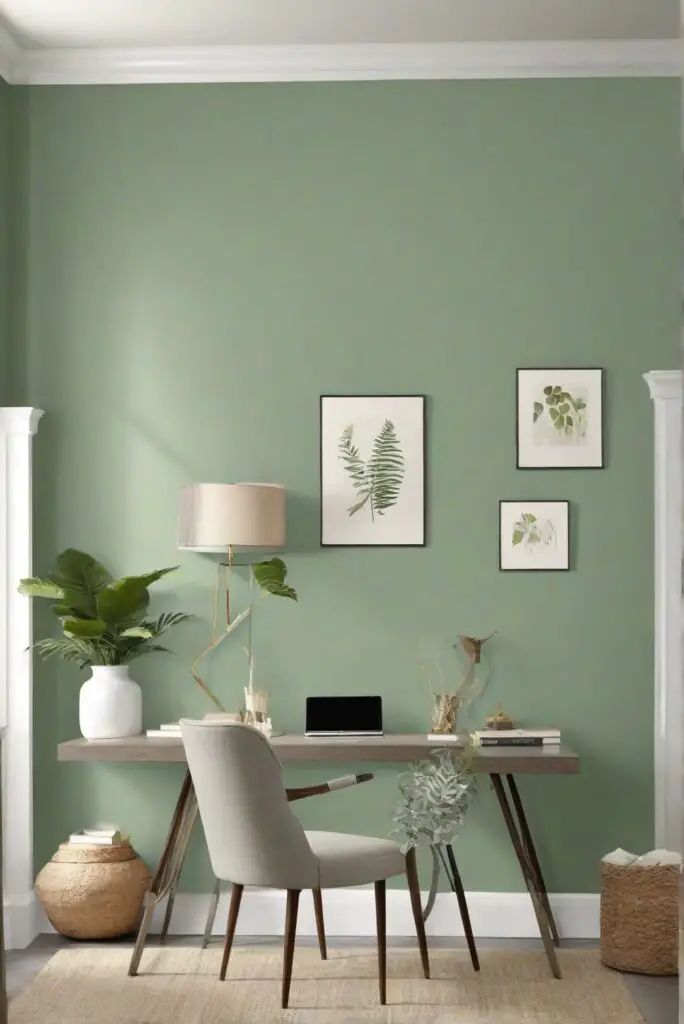 Basque Green wall paint, Home office decor, Trendy wall paint, Interior design services