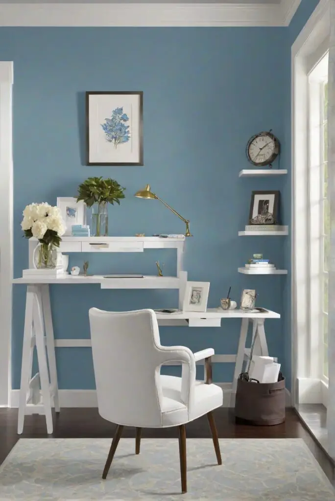 blue wall paint, best wall paint brands, interior wall painting, home office decor