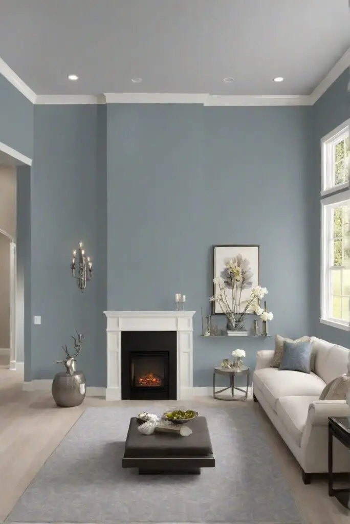 1. wall paint color for fireplace room 2. home interior design 3. interior design space planning 4. living room interior 5. designer wall paint 6. paint color match 7. home paint colors