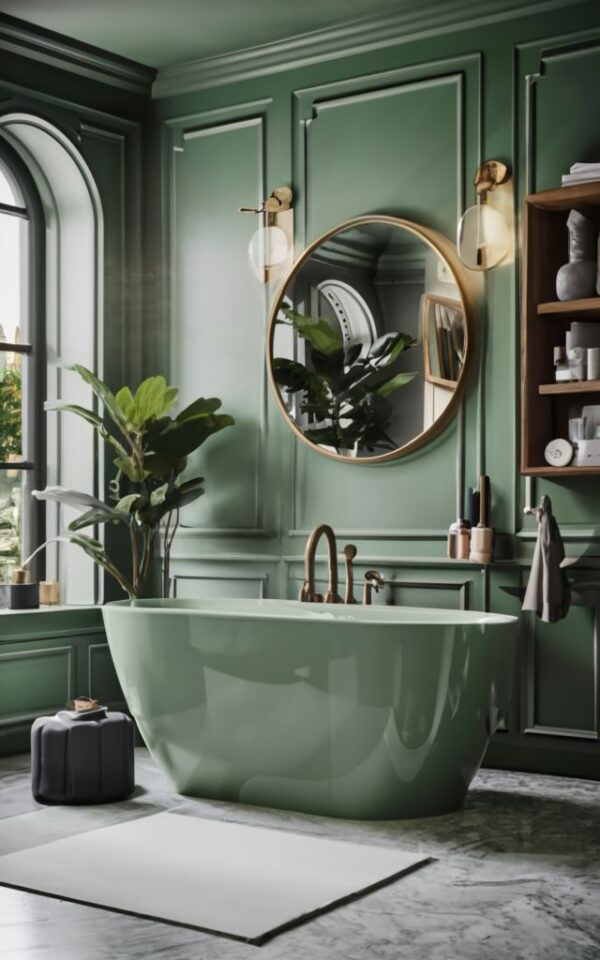 Nature-Inspired Bliss: Modern Bathrooms in Sage Green Light Hues in ...