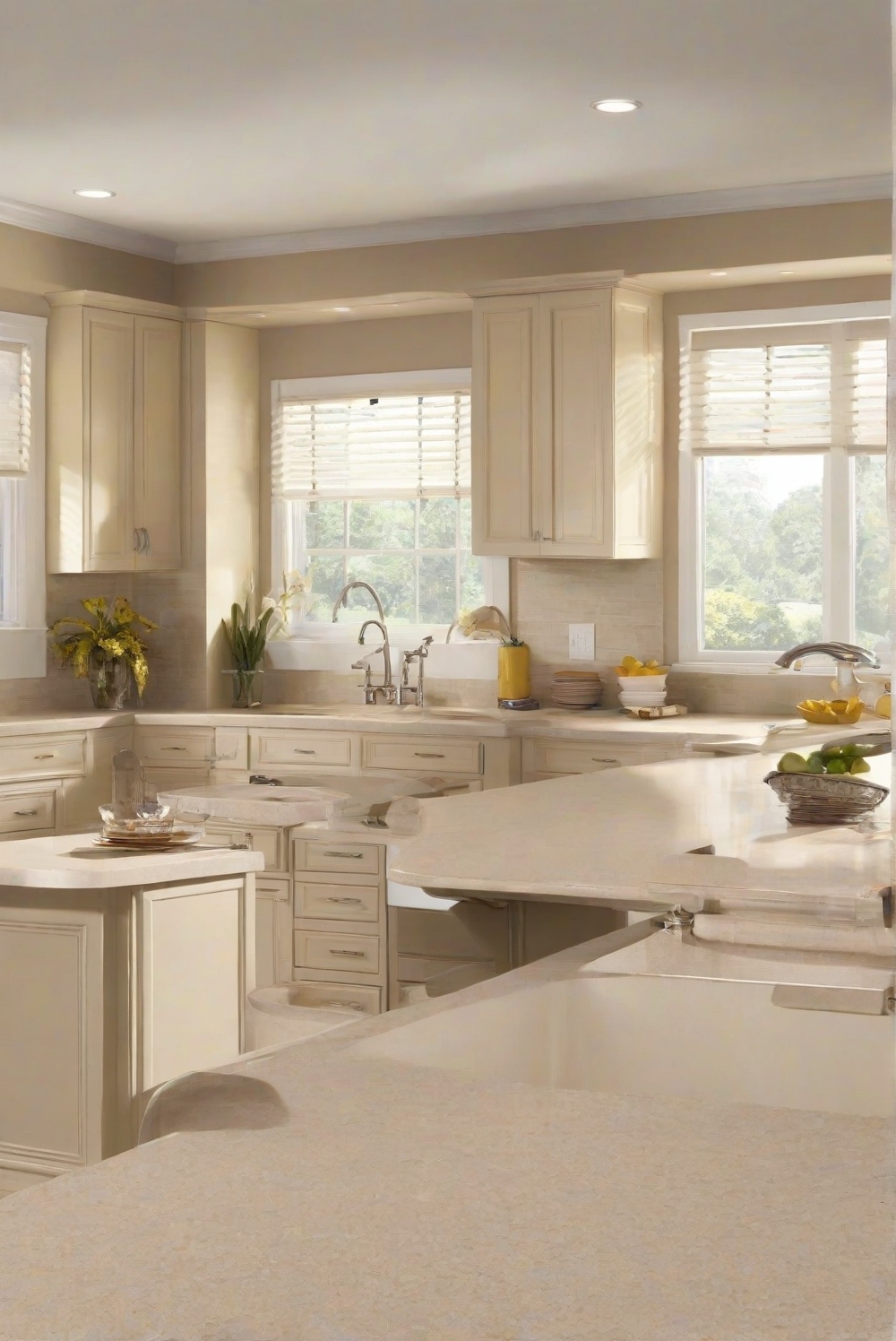 What color Quartz countertop suits SW Accessible Beige kitchen