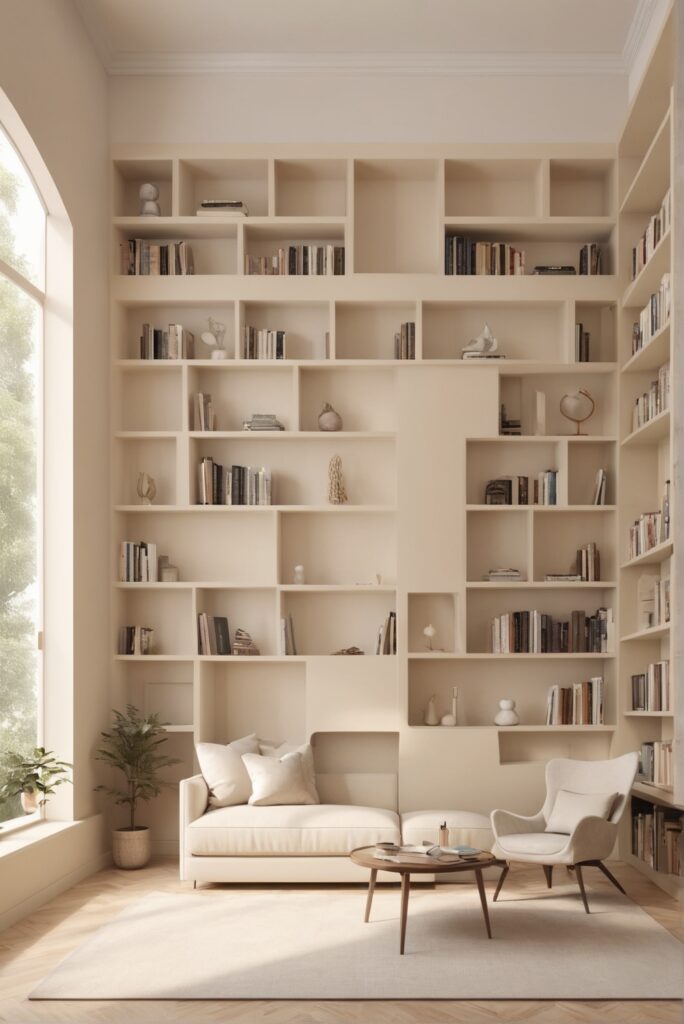 Immerse Yourself in Serenity: Captivating Cream Paint for a Contemporary Library In 2024