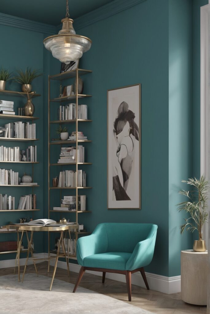 Tame Teal Paint Casting a Tranquil Aura in your library in 2024