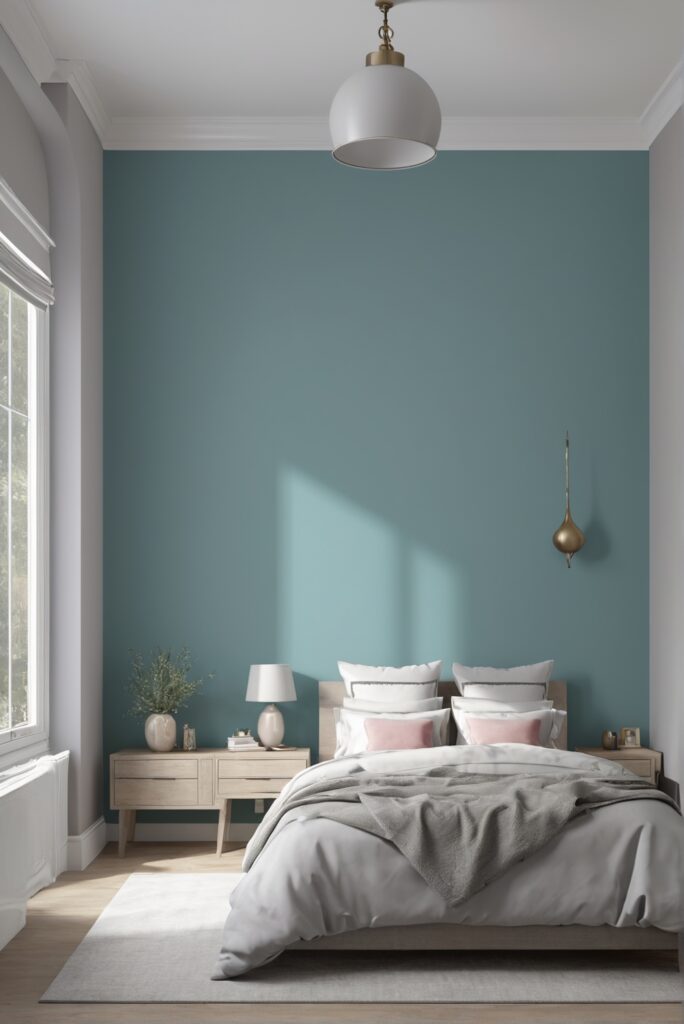 Modern Bedroom Bliss with Blue Horizon Paint in 2024