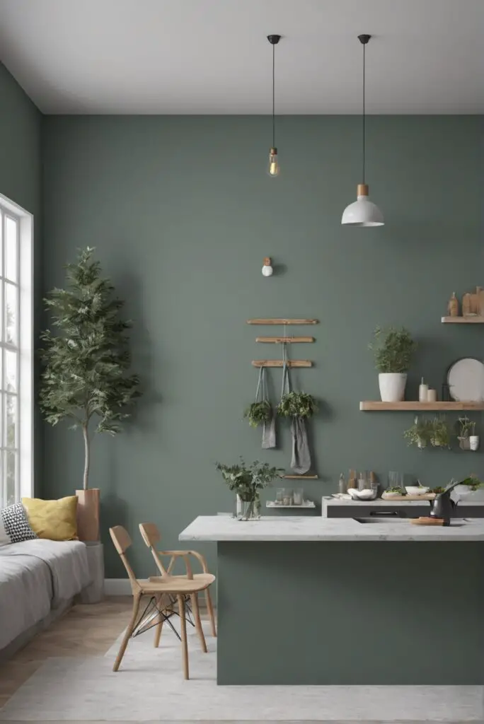 Sleek Sophistication: Modern Kitchen Magic with Evergreen Fog Paint in 2024