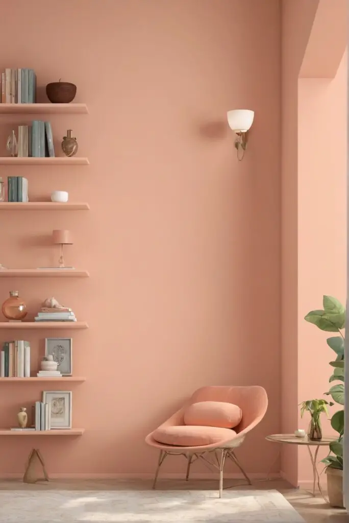 Modern Library Meets Naive Peach Paint Elegance in 2024