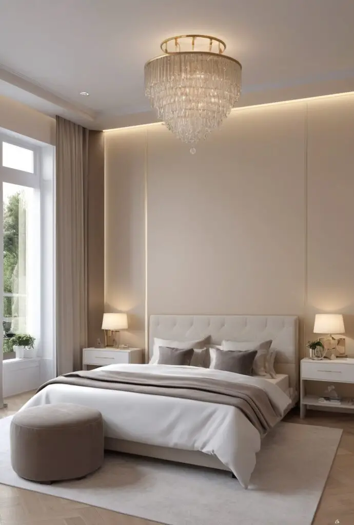 Champagne Paint Sets the Tone for a Modern Bedroom in 2024