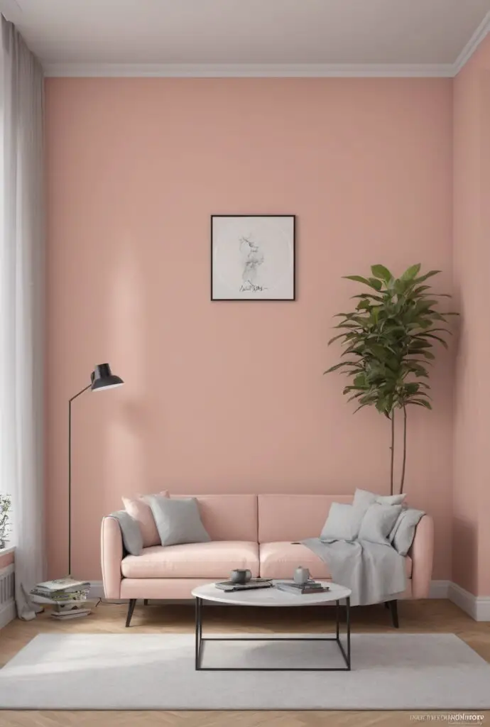 Modern Elegance: Faint Coral Paint Creates a Timeless Look for Your Living Room in 2024
