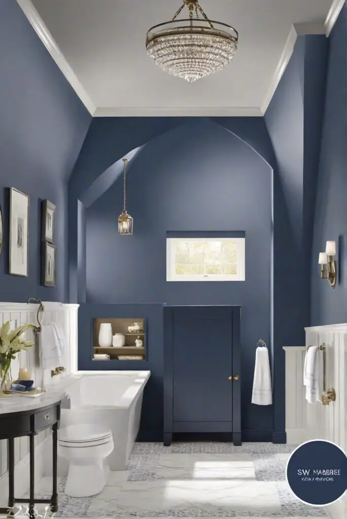 bathroom paint colors,navy blue paint,navy bathroom decor,navy blue bathroom