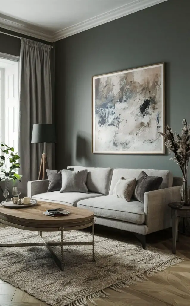 Modern Living Room with Lazy Gray Paint in 2024