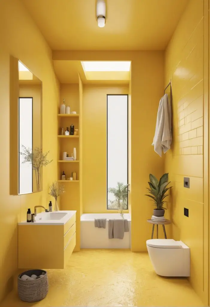 Fun Yellow Paint Transforms Your Modern Bathroom in 2024