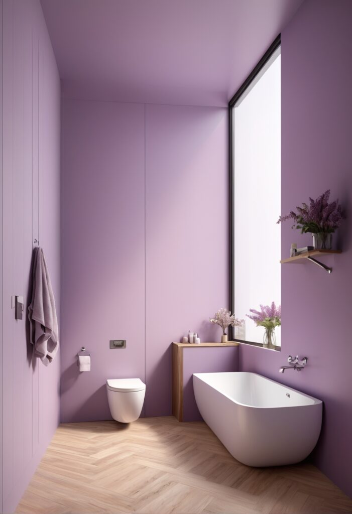 Lavender Luxury: Modern Bathroom Makeover with Inspired Lilac Paint in 2024