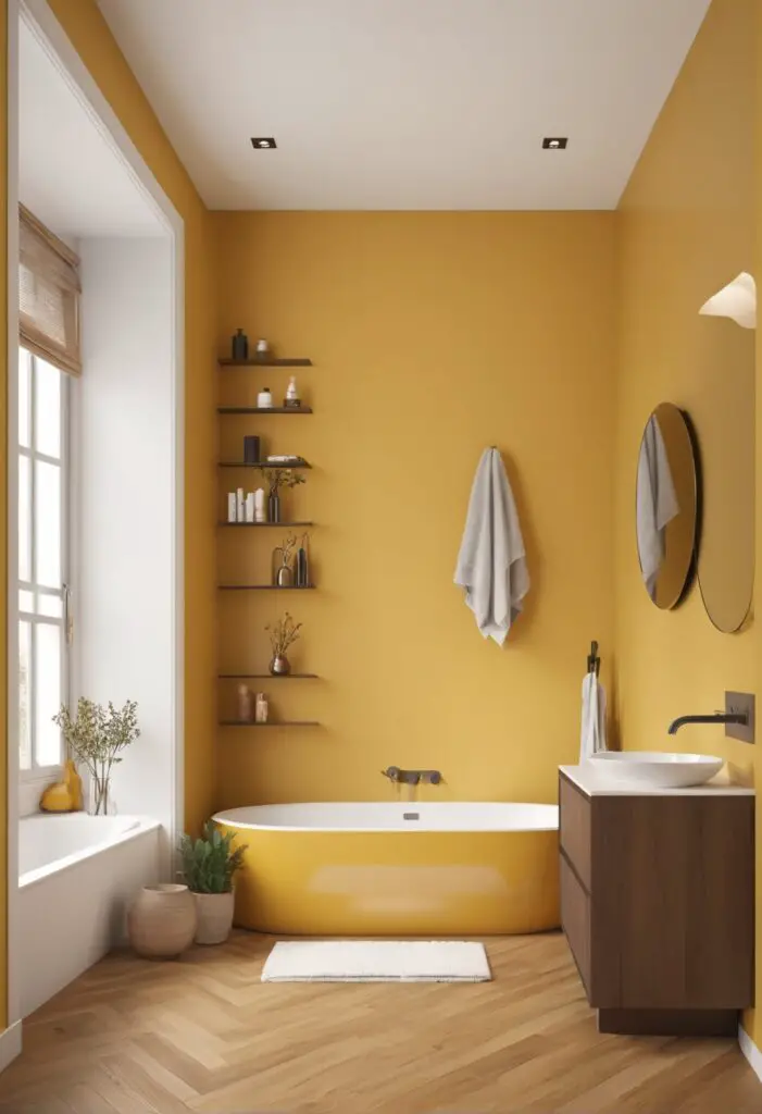 Embrace 2024's Venetian Yellow Paint in Your Bathroom