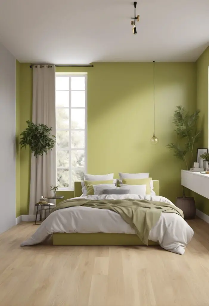 A Splash of Citrus: Lime Granita Paint Adds Zest to Your Modern Bedroom In 2024