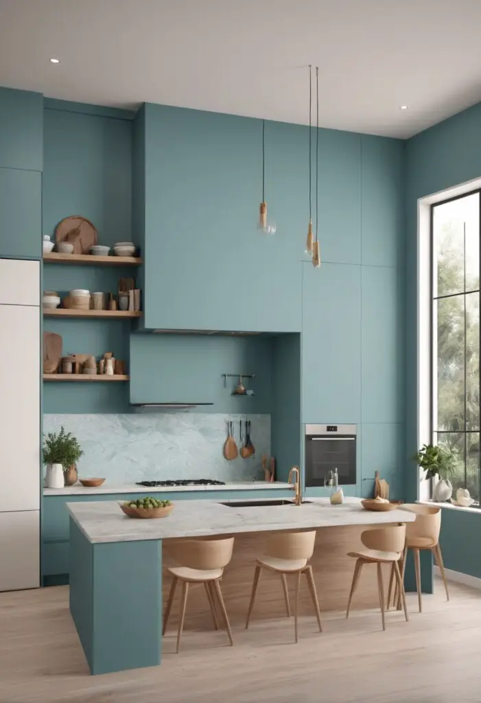 Contemporary Cuisine: Aquacade Paint Sets the Tone for a Stylish Kitchen in 2024