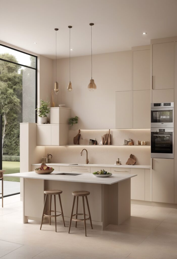 Modern Kitchen Design with Classic Light Buff Paint in 2024