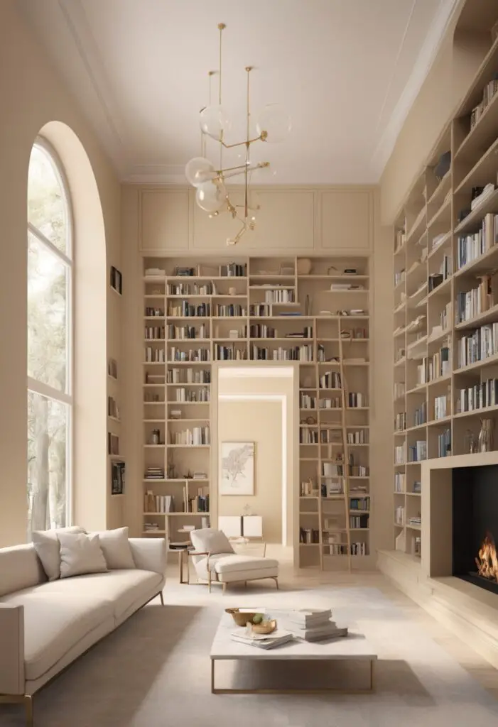 Sophisticated Serenity: Vanillin Paint Sets the Tone in Your Modern Library for 2024