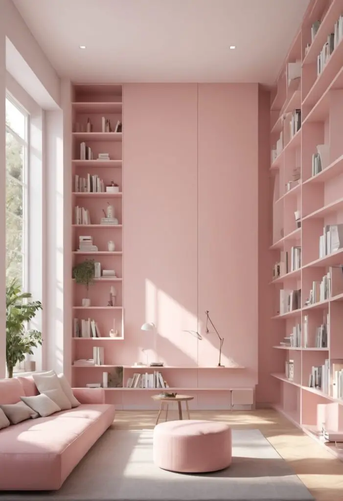 Blushing Paint Creates a Modern Oasis in Your Library In 2024