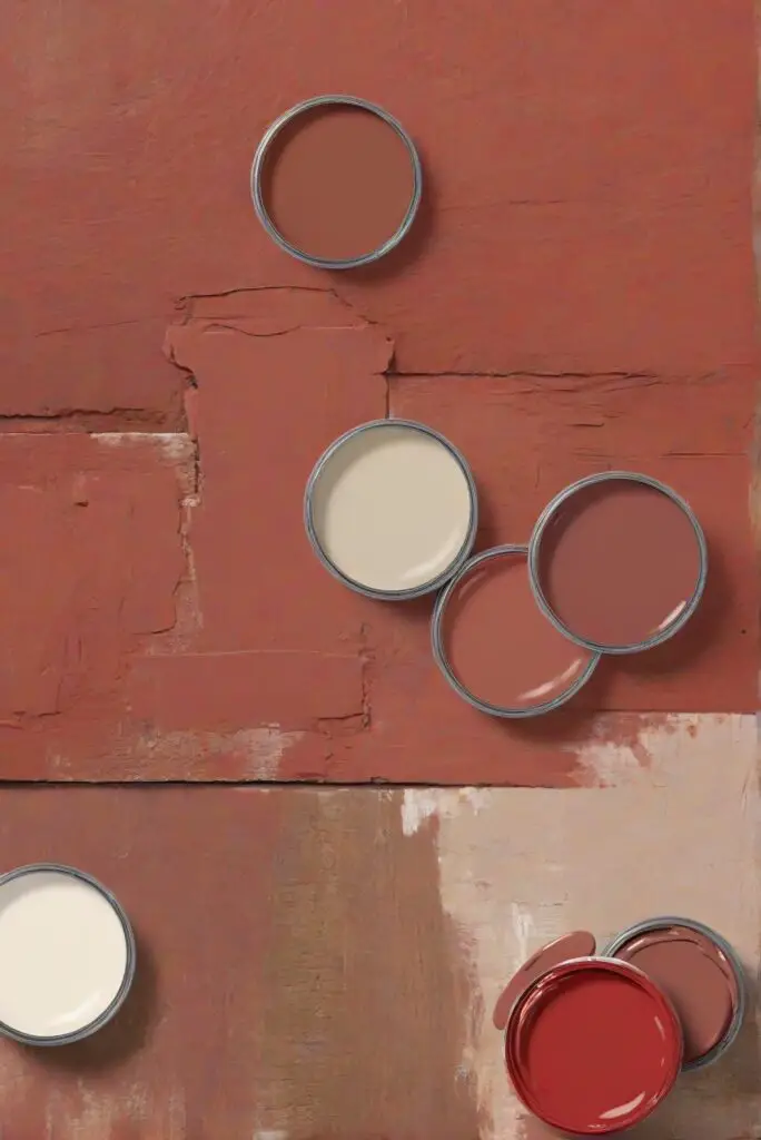 rustic red paint, home office design, interior painting services, wall paint colors