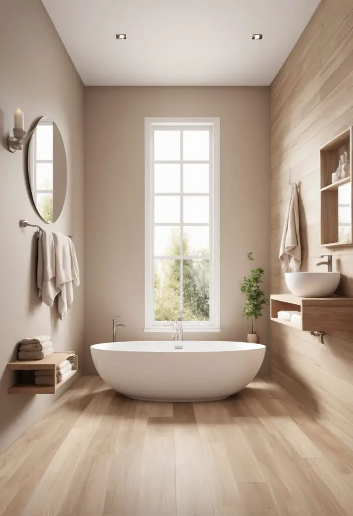 Elevate Your Bathroom Design with 2024's Balanced Beige Paint