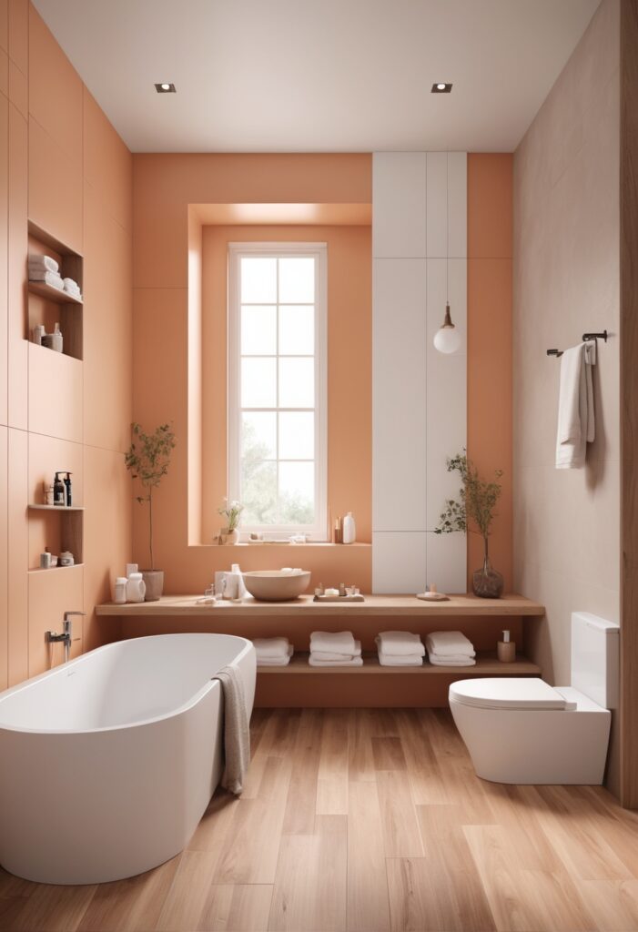 A Splash of Sophistication: Avid Apricot Paint for 2024's Chic Bathrooms