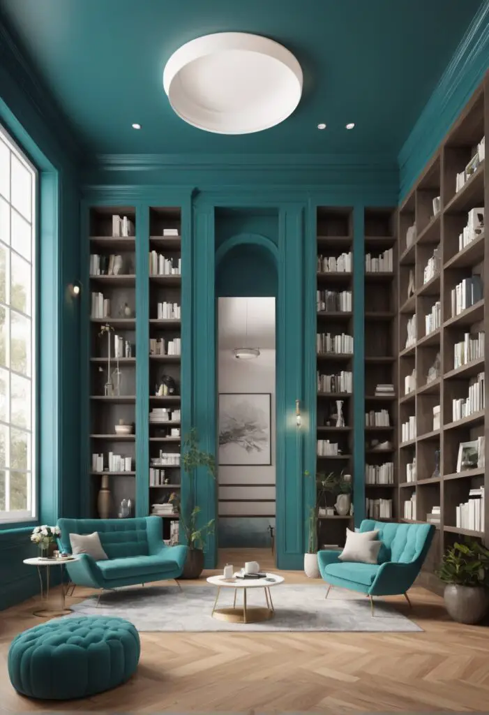 Elevate Your Library Aesthetic with Tantalizing Teal Paint in 2024