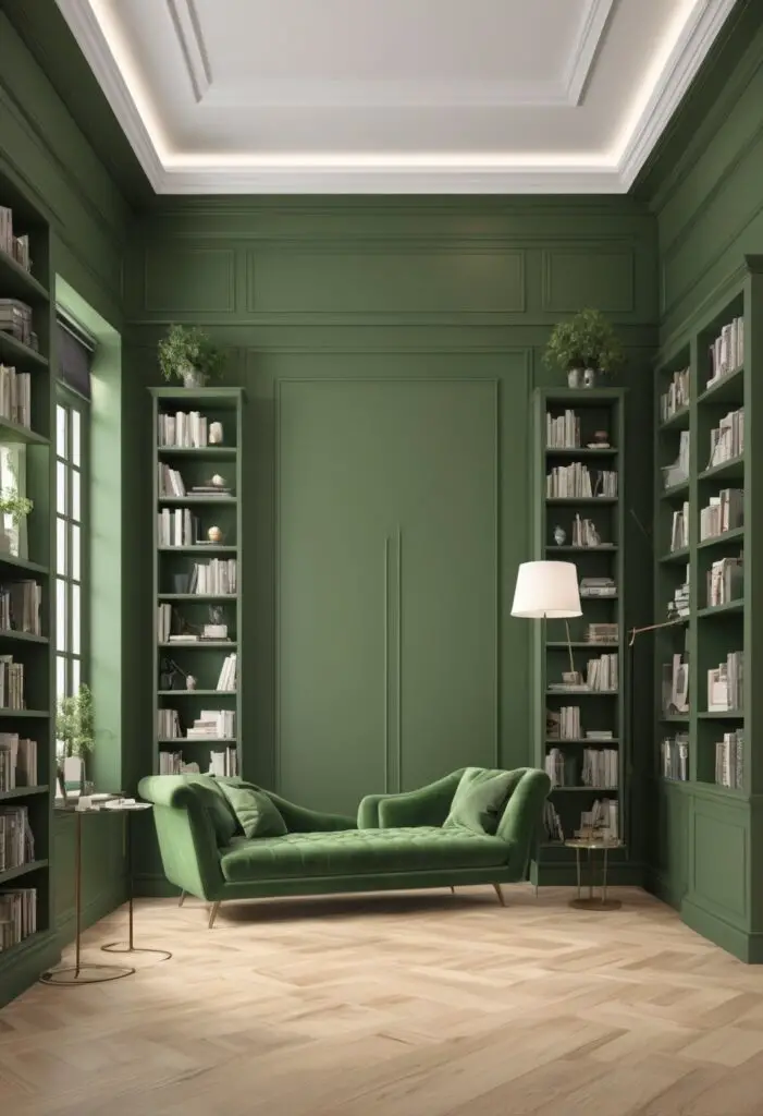 Transform Your Library: Reclining Green Paint Sets a Calming Tone for 2024