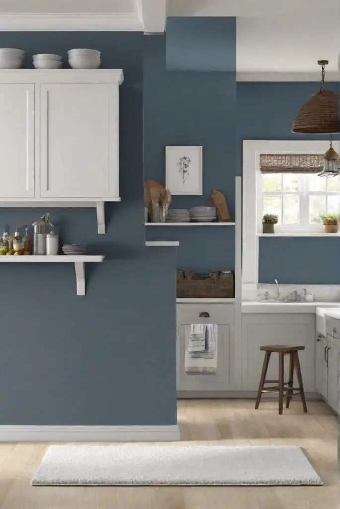 charcoal blue paint, kitchen wall paint, white rug, room painting cost
