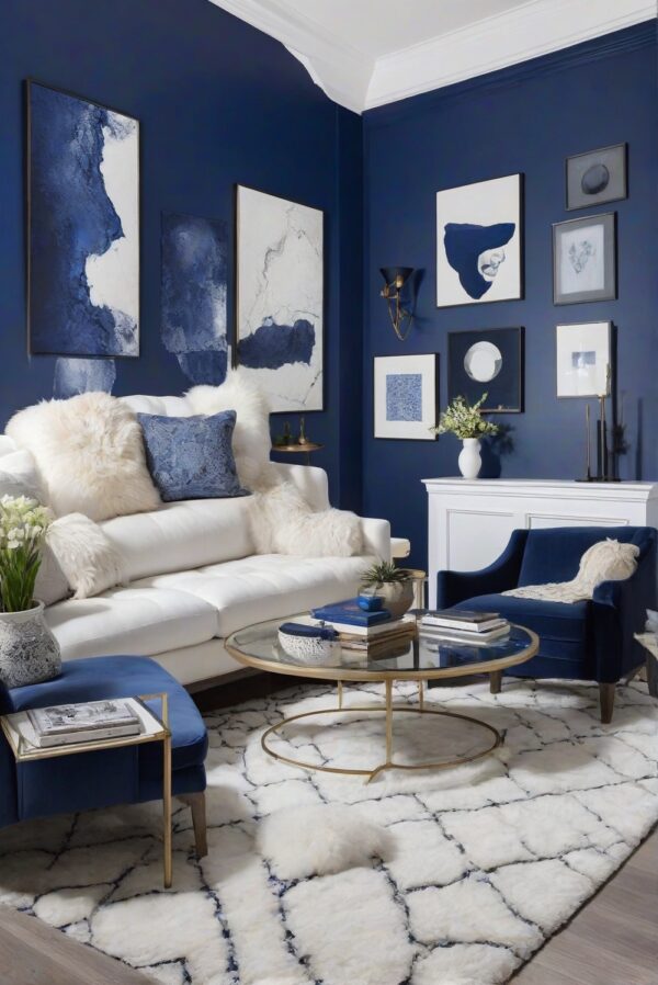 Is DEEP SAPPHIRE wall paint good for living room with a white rug ...