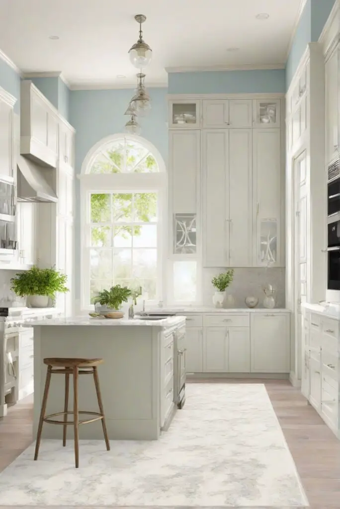 kitchen interior design, kitchen paint color, white rug decor, wall paint options