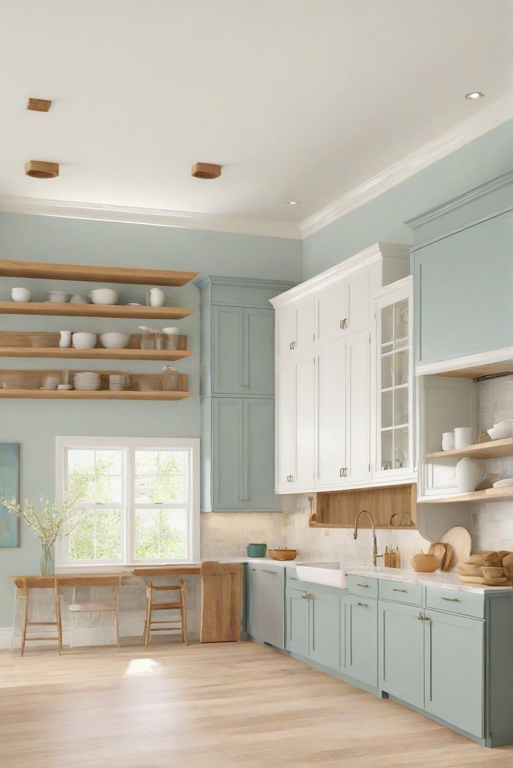 Is SEA SALT (SW 6204) wall paint good for Kitchen with oak wood ...