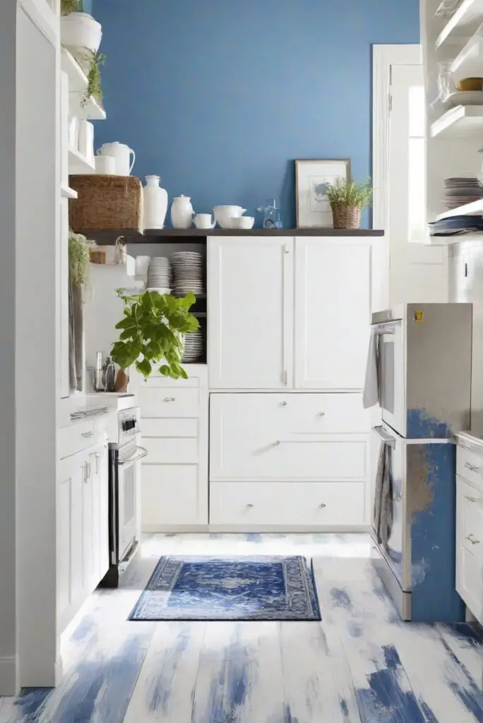 kitchen interior design, home decor, wall paint, white rug