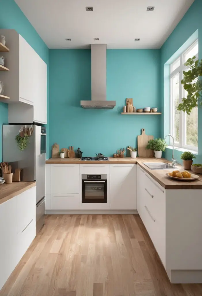 Contemporary Charm: Nifty Turquoise Paint Ideas for 2024 Kitchens