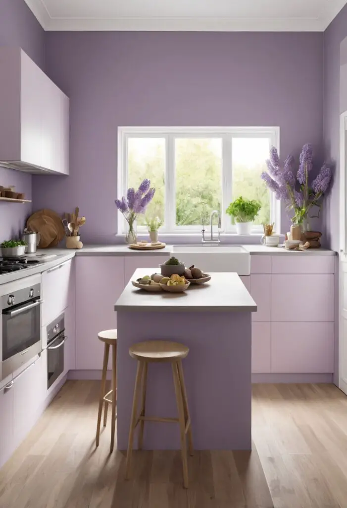 Modern Kitchens Shine with 2024's Wisteria Paint Color