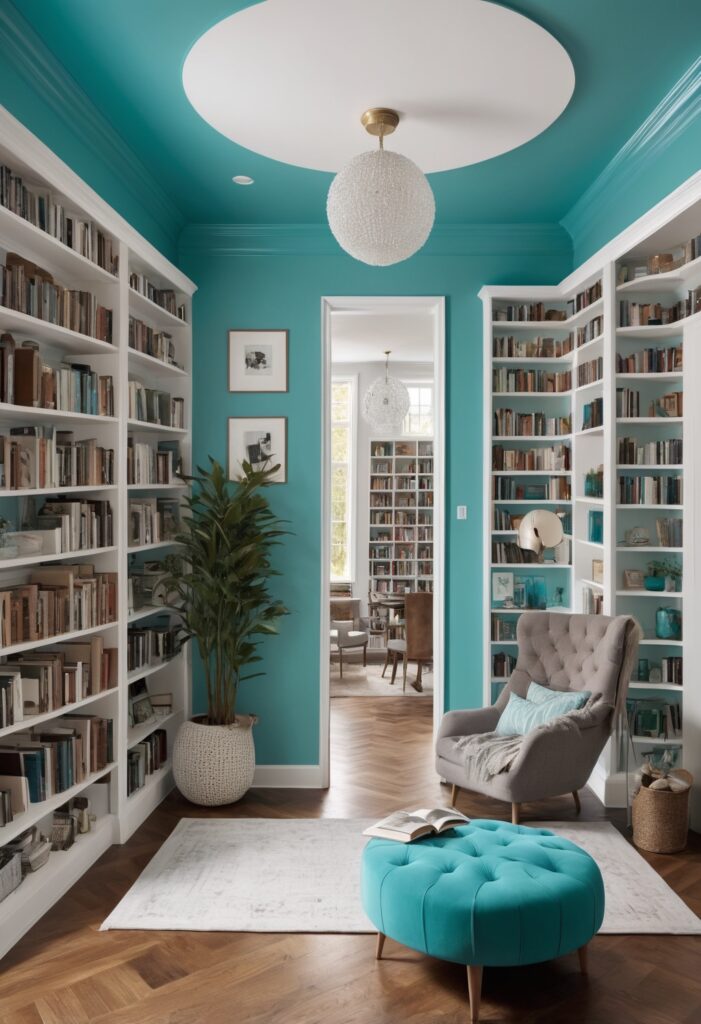 Escape into Tranquility: Holiday Turquoise Paint for Modern Libraries in 2024
