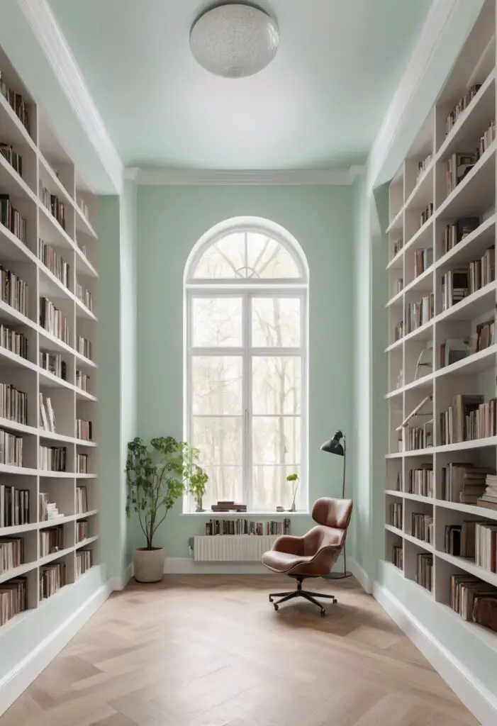 Refreshing Reads: Modern Libraries in 2024's Lighter Mint Paint