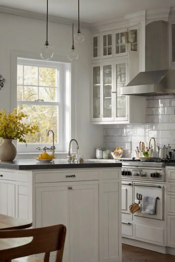 white kitchen walls, paint color selection, interior design kitchen, home decorating concepts