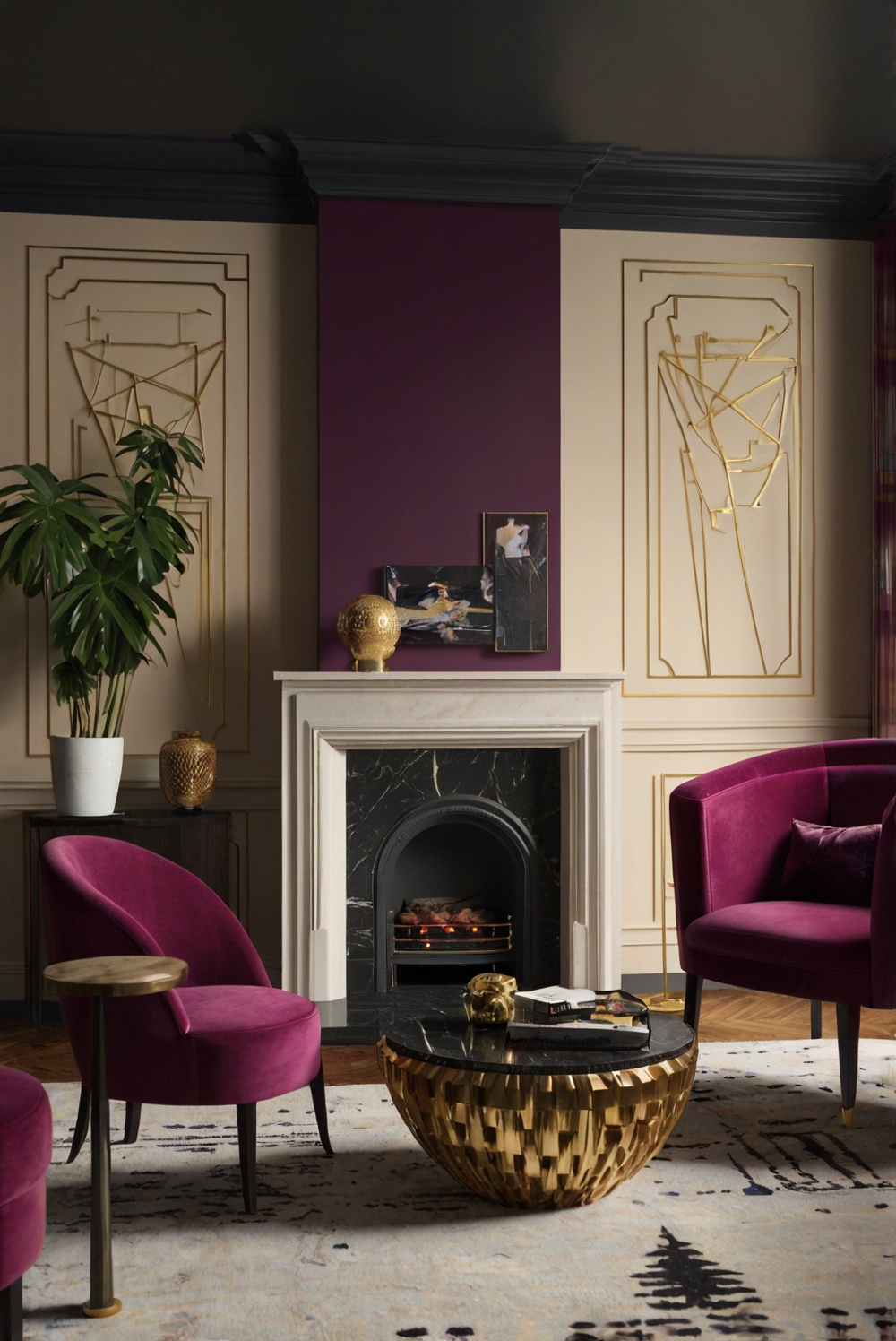 How to Create a Modern Art Deco Living Room with a Statement Fireplace ...