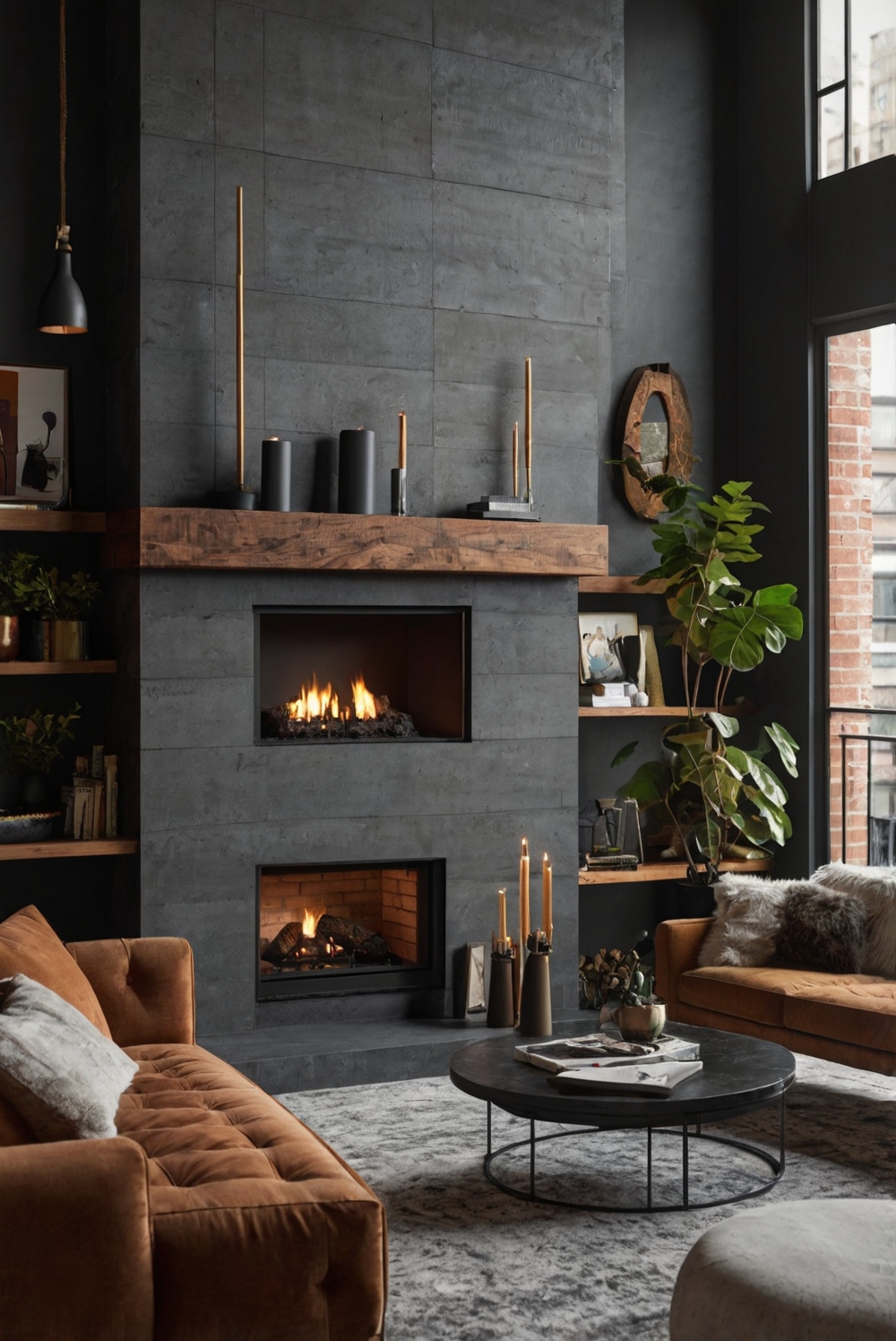 Image showcasing How to Create a Modern Industrial Living Room with a Fireplace? - West ...