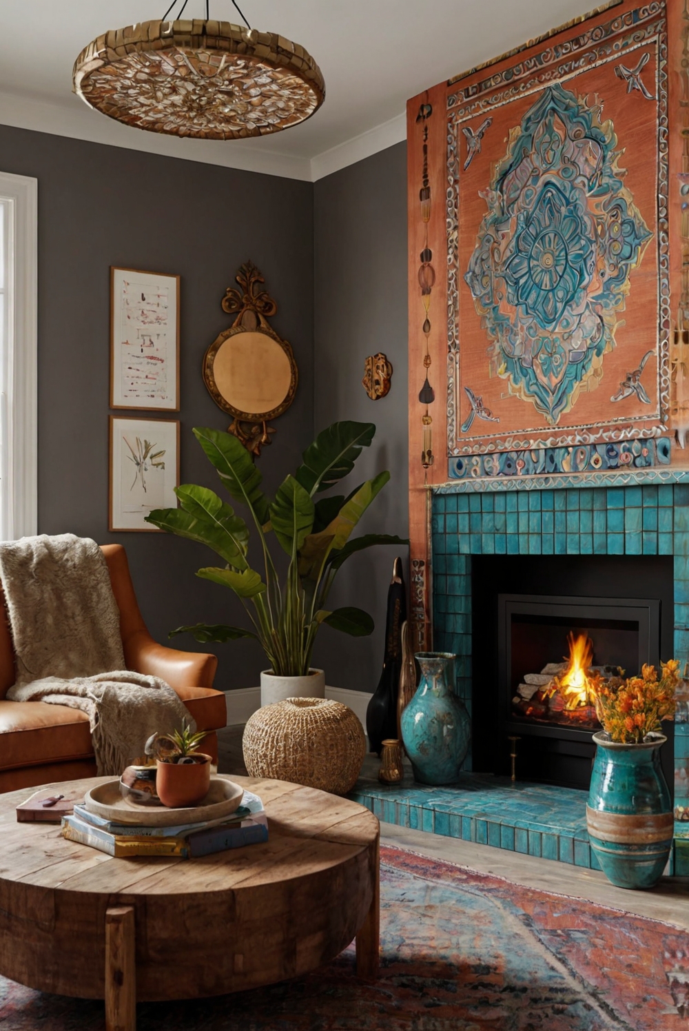 How to Design a Bohemian-Inspired Living Room with a Fireplace? - West ...