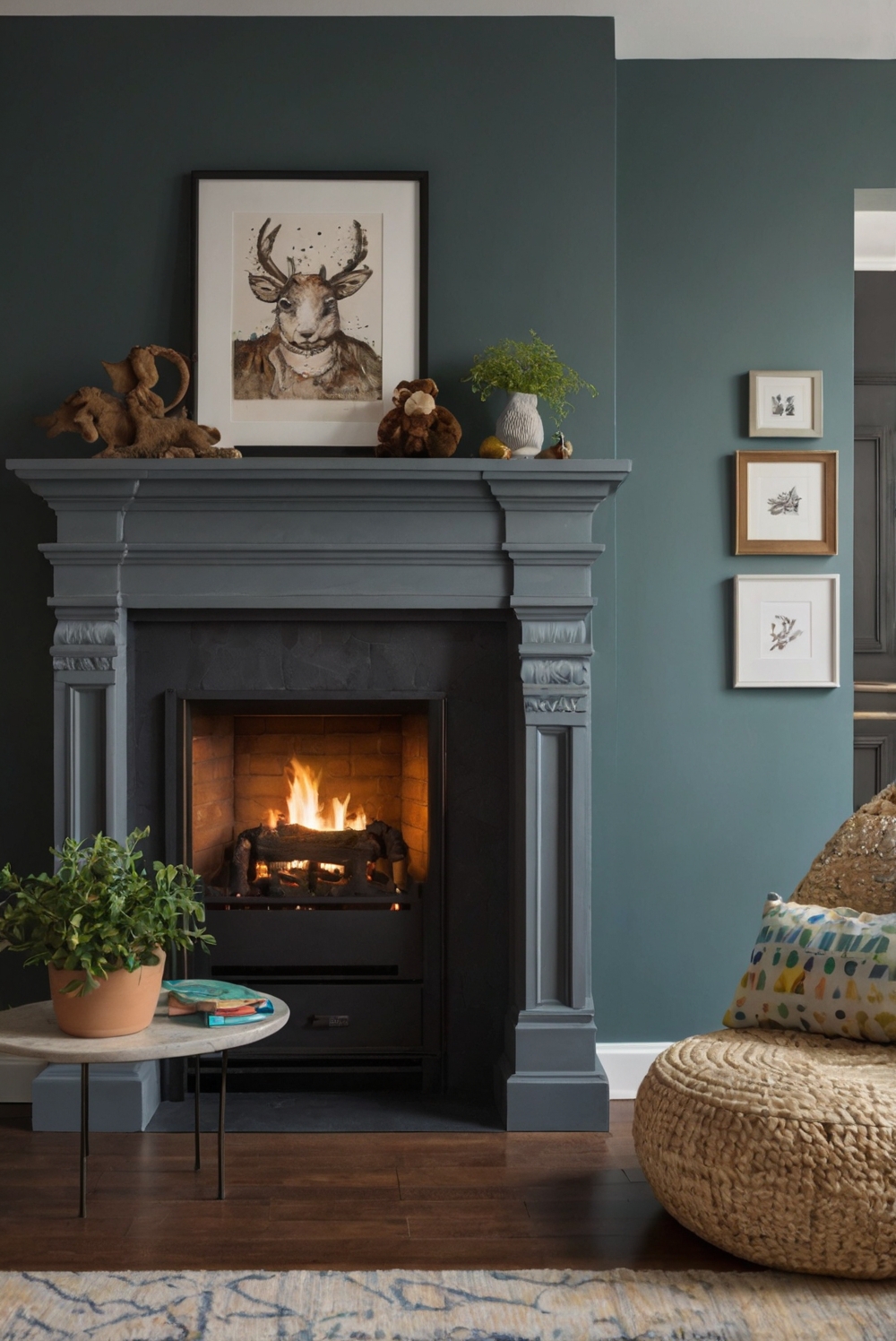 View of What Are the Best Wall Art Styles to Pair with a Living Room Fireplace ...