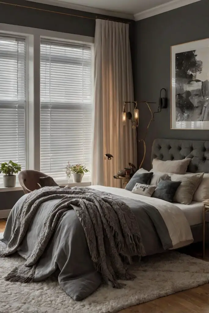blinds and curtains, interior design, bedroom decor, home decorating