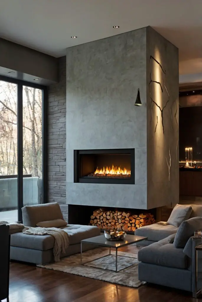 fireplace design, fire pit ideas, modern fireplace design, contemporary living room design, fireplace materials, fireplace surround ideas, hearth design