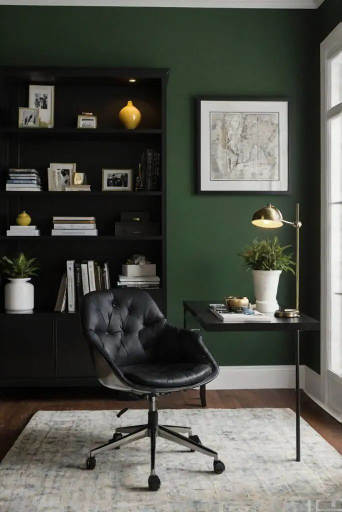 interior design, home decor, home office design, black and white decor