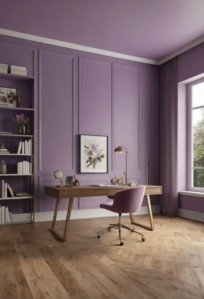Embrace Tranquility: Rhapsody Lilac Paint for 2024's Office Interiors