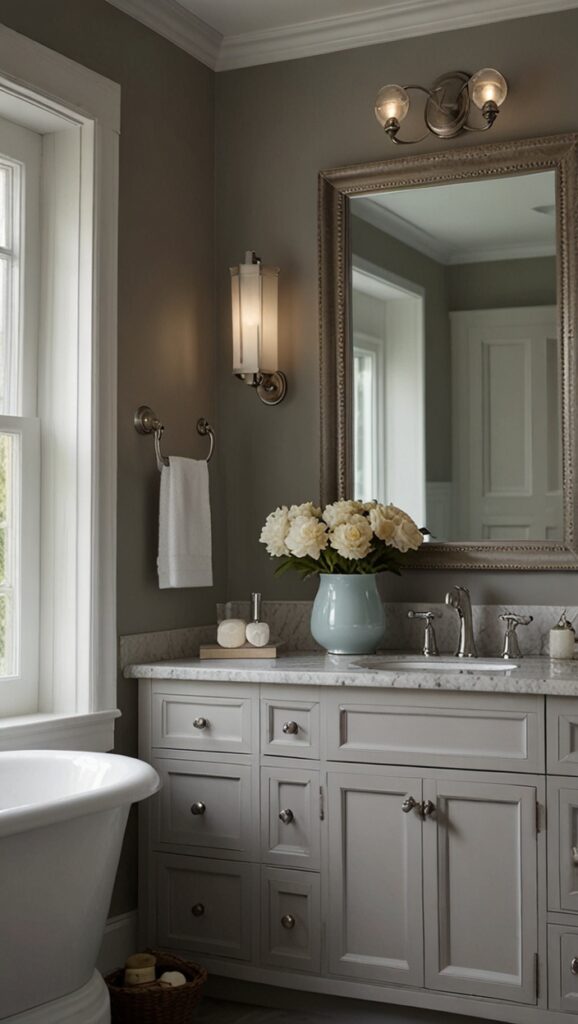 painting with Anew Gray,new Bathroom design, modern Bathroom , modern Bathroom designs, modern Bathroom frame,modern Bathroom remodel, moody Bathroom  decor,